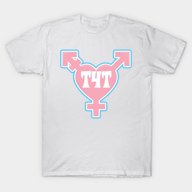 T4T Transgender symbol- Pink 3D  - Valentines Trans Pride T-Shirt by LaLunaWinters